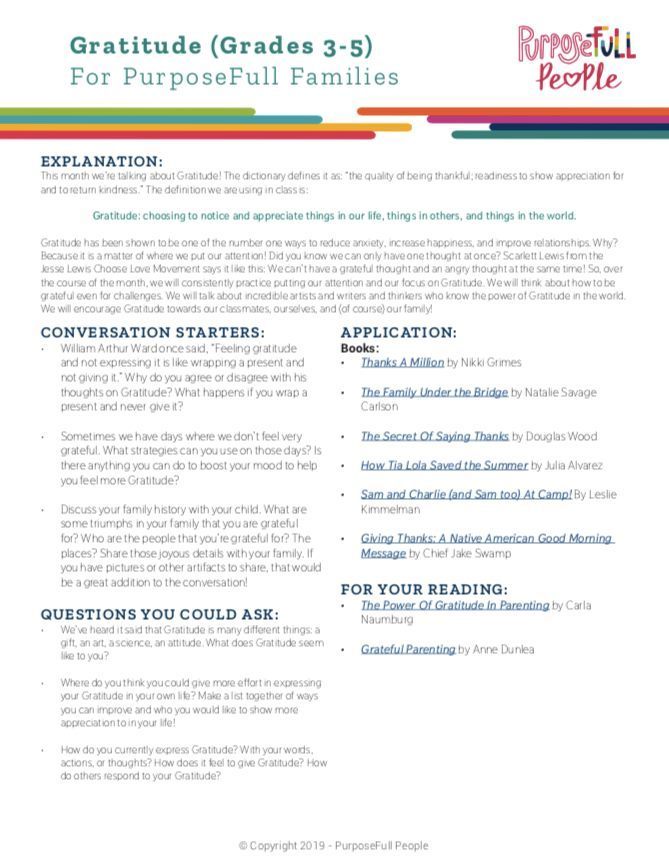 Having GRATITUDE is a major theme for the month of November! I am sharing this new character curriculum the district has obtained for my lesson presentations and they have great family resource pages!!! Gratitude- Choosing to notice and appreciate things in our life, things in others, and things in the world.