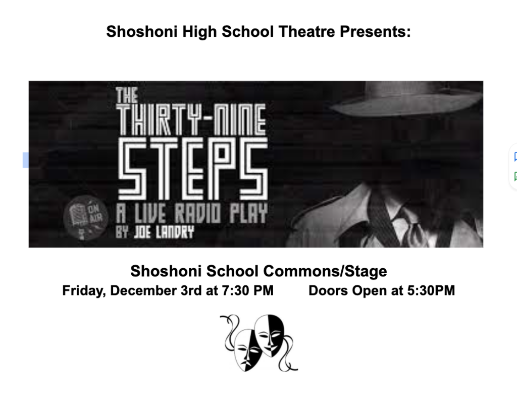 Shoshoni HS Theatre Play Friday Dec 3rd 7:30pm