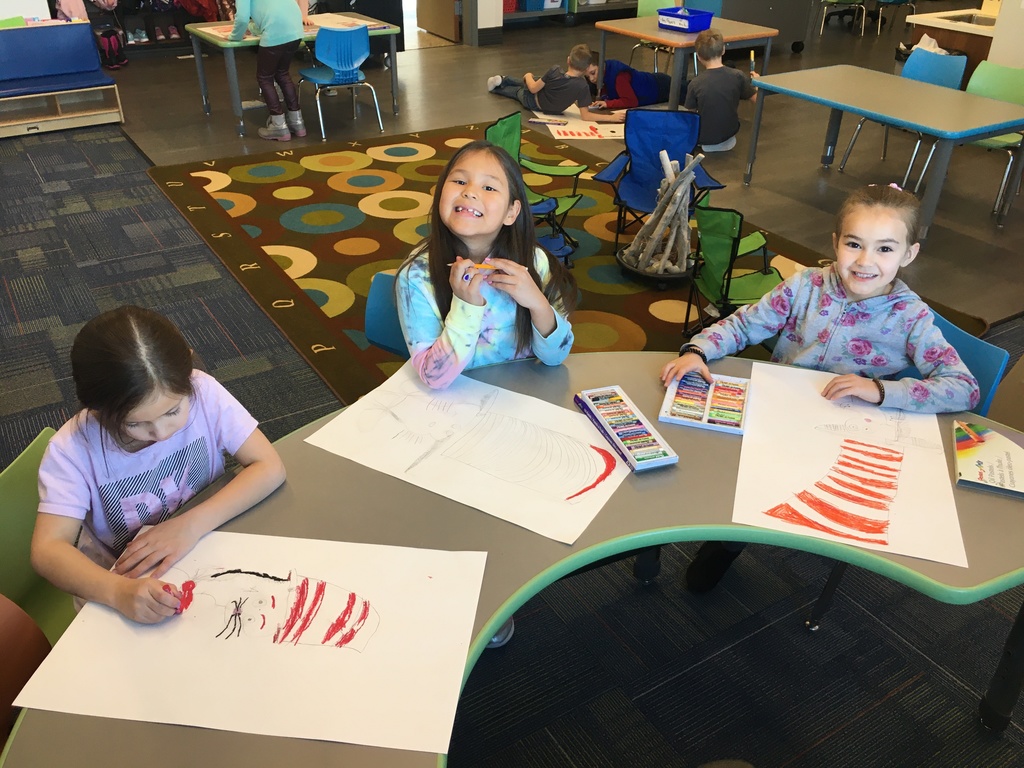 First graders learned to draw the Cat in the Hat!