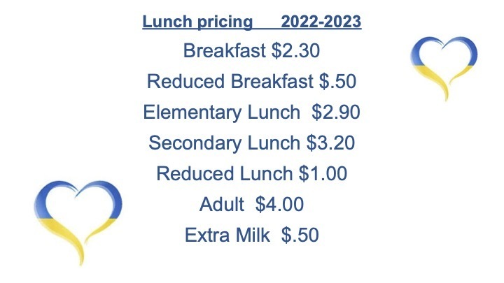 Lunch & Breakfast price list 
