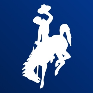 White Shoshoni Wrangler Logo with Blue Background