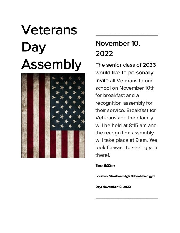 Veterans Day Assembly Information
