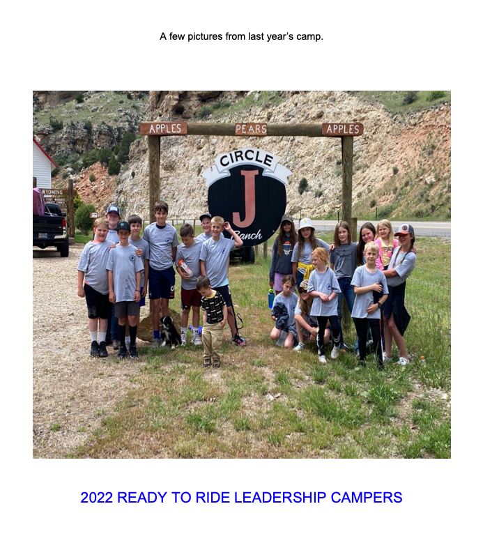 Youth Leadership Camp Letter & Pictures