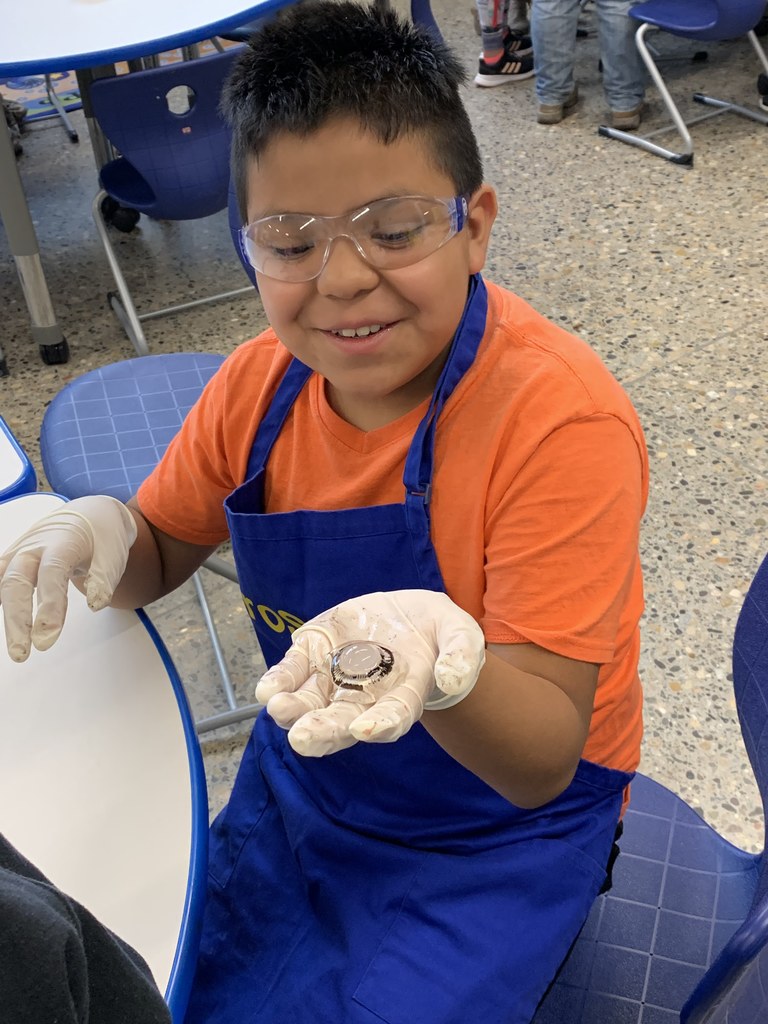 Students dissecting a cow eye.